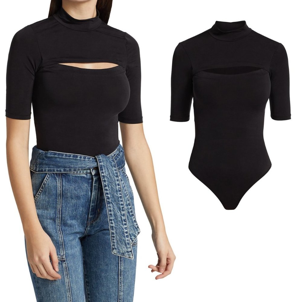 Jonathan Simkhai Standard Haze Jersey Cutout Bodysuit Turtle Neck Stretch Small